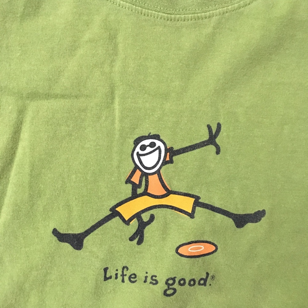 Life Is Good Mens Green T-shirt Sz M “Jake Frisbee